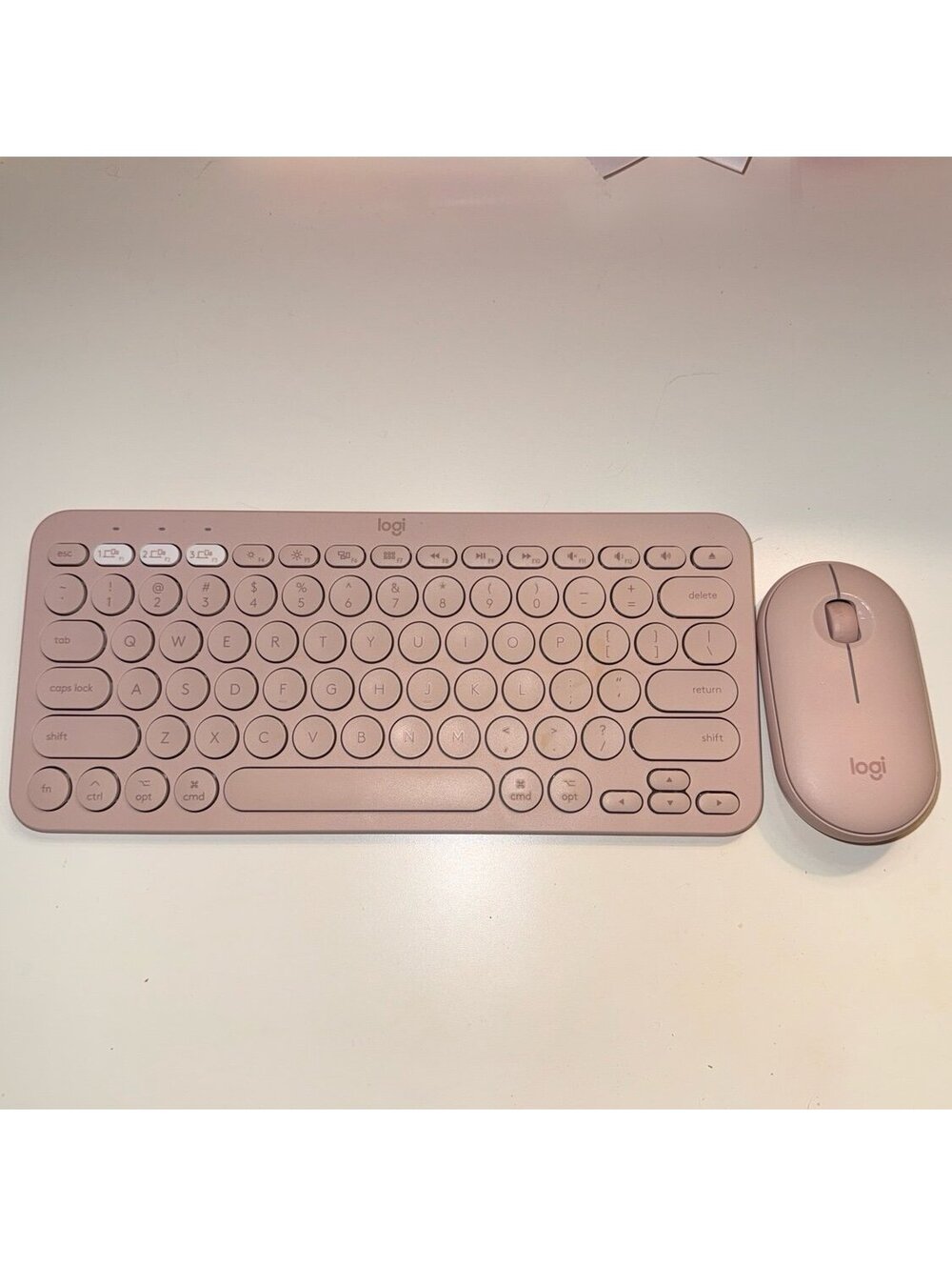 Logitech Pink Wireless Keyboard and Mouse Combo K380 Pebble M350 Mac